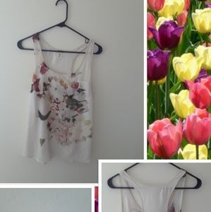 Sleeveless Silk Floral Tank Top
